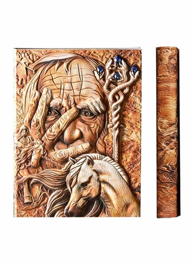 Vintage Notebook Journal a5 Lined, Hardback Leather Notebook Embossed Handmade Travel Diary, 200 Ruled s Birthday Gift for Women Men Friend Kid Boy Girl, Colorful - Image 1